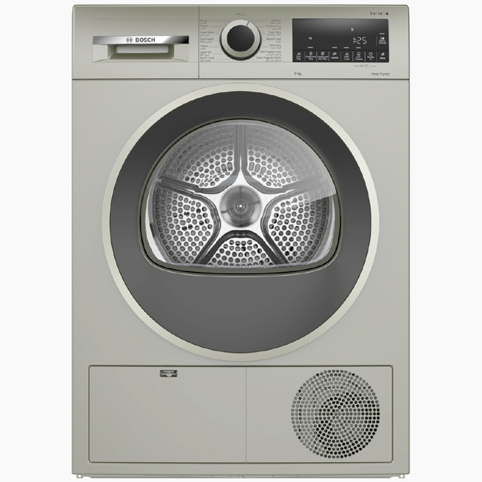Series 4 heat pump tumble dryer 9 kg Silver inox